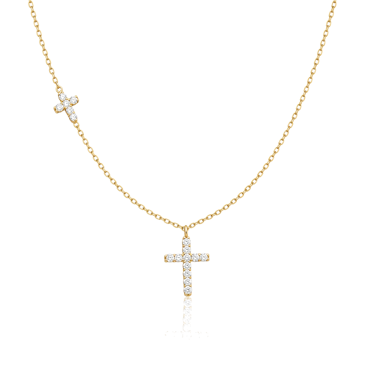 14K Gold Diamond Tiny Cross Lux Chain — 14K real gold jewelry from STF Diamonds, Los Angeles