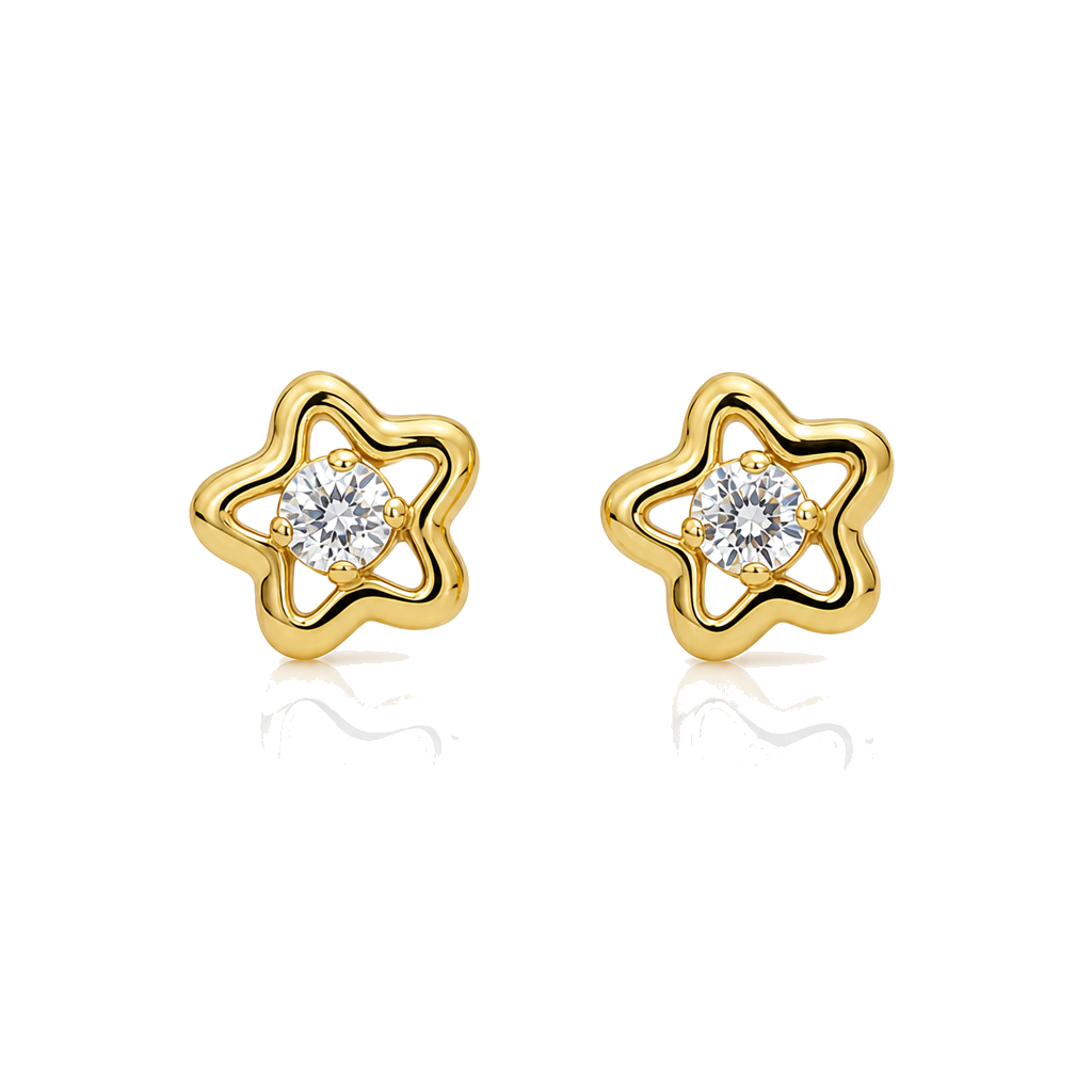 14K Gold Elegant Star Baby Earrings — 14K real gold jewelry from STF Diamonds, Los Angeles