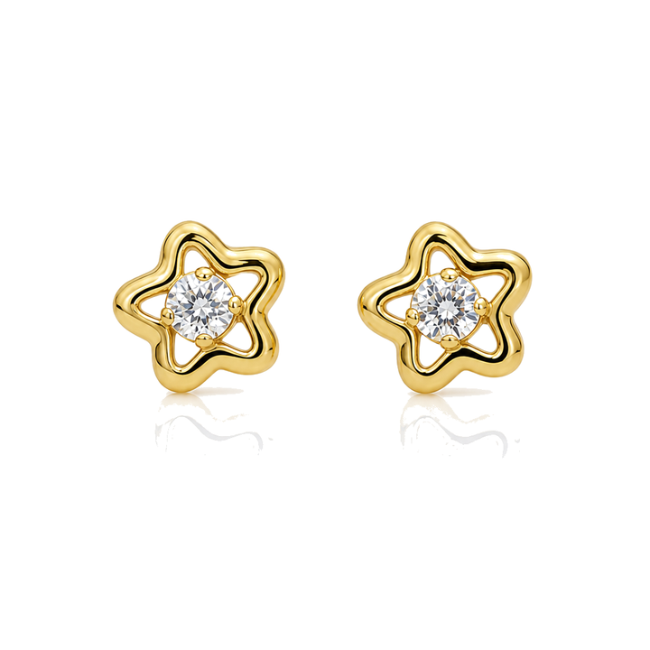 14K Gold Elegant Star Baby Earrings — 14K real gold jewelry from STF Diamonds, Los Angeles