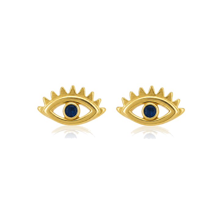 14K Gold Evil Eye Screwback Earrings — 14K real gold jewelry from STF Diamonds, Los Angeles