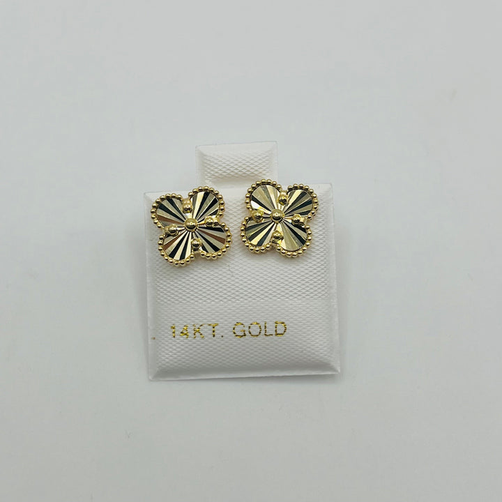 14K Yellow Gold Fancy Clover Earrings