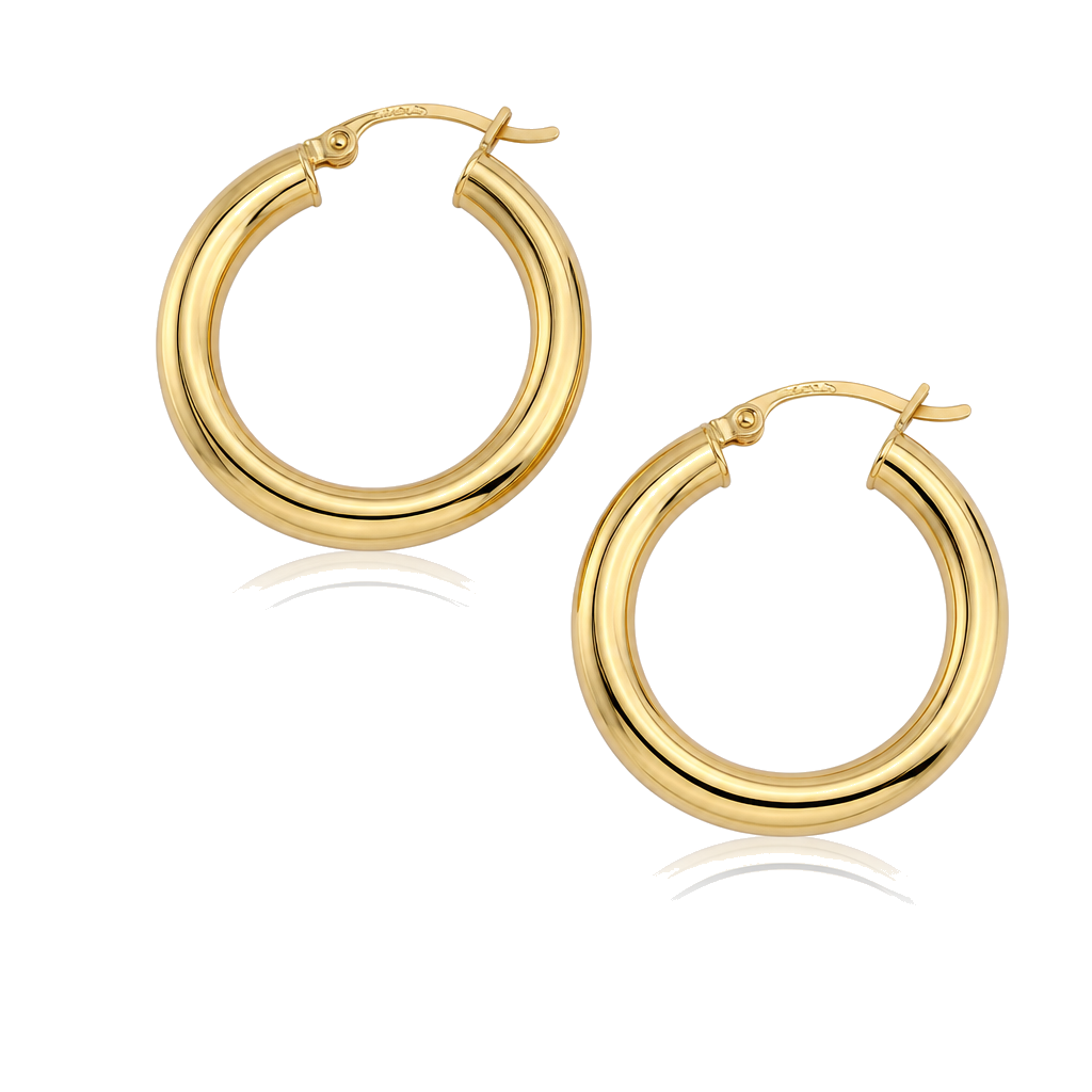 14K Gold Fancy High Polish Hoop Earrings — 14K real gold jewelry from STF Diamonds, Los Angeles