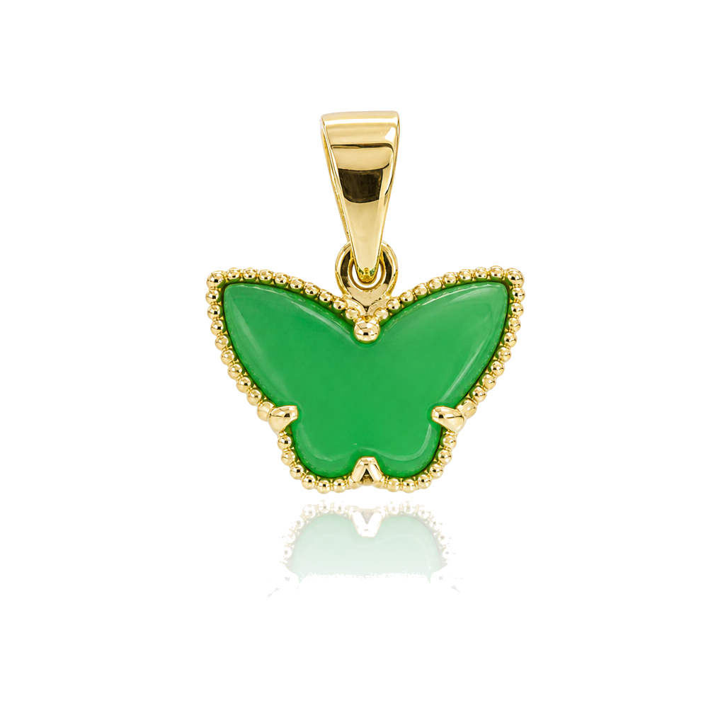 14K Gold Fancy Jade Butterfly Charm — 14K real gold jewelry from STF Diamonds, Los Angeles