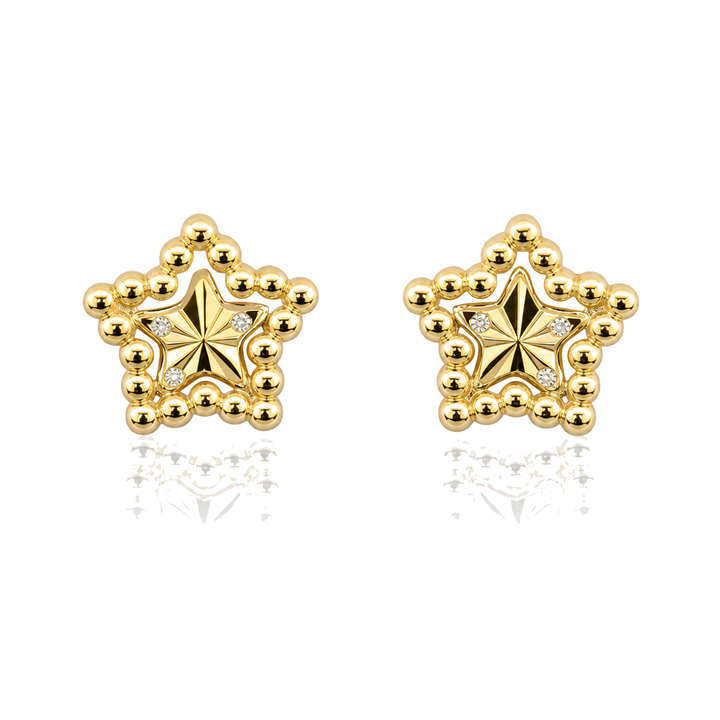 14K Gold Fancy Star Baby Earrings — 14K real gold jewelry from STF Diamonds, Los Angeles
