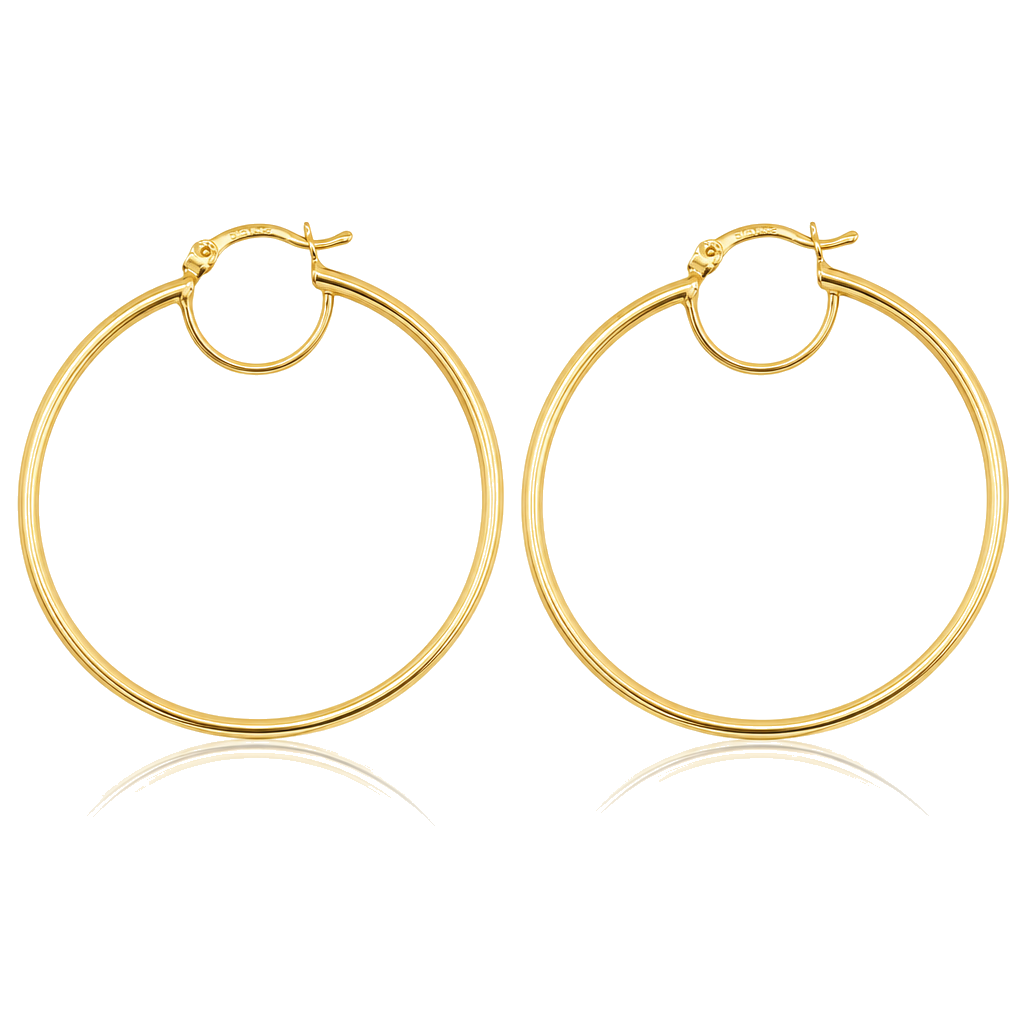 14K Gold Halo Lock Hoop 1.65in — 14K solid gold jewelry from STF Diamonds, Los Angeles