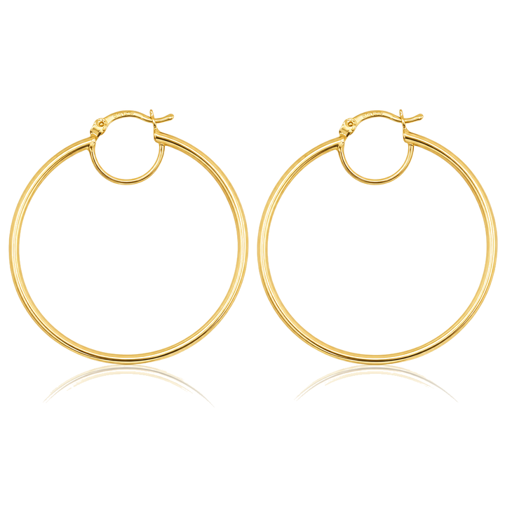14K Gold Halo Lock Hoop 1.65in — 14K solid gold jewelry from STF Diamonds, Los Angeles