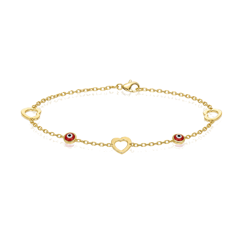14K Gold Heart Evil Eye Bracelet — 14K solid gold jewelry from STF Diamonds, Los Angeles
