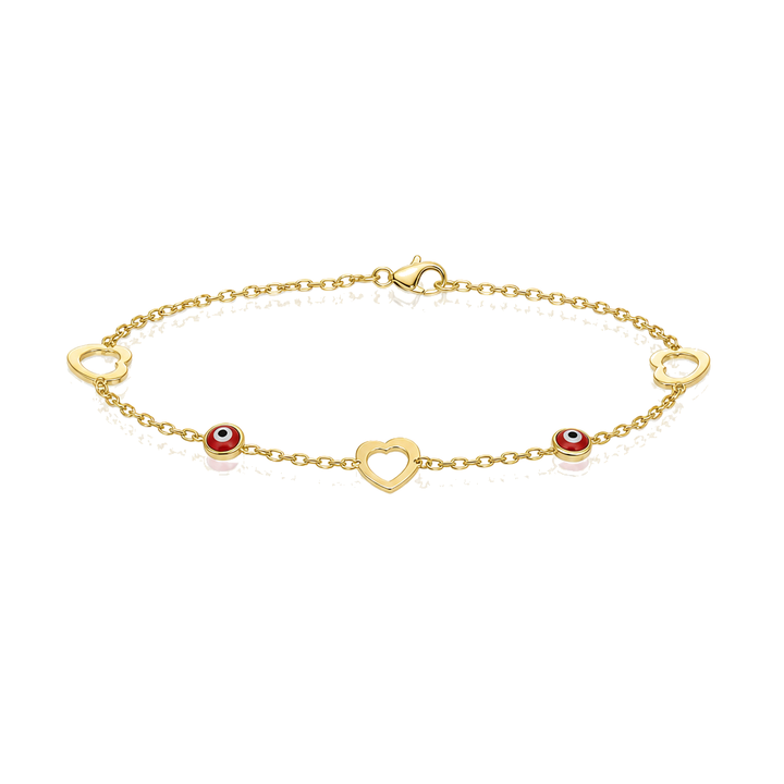 14K Gold Heart Evil Eye Bracelet — 14K solid gold jewelry from STF Diamonds, Los Angeles