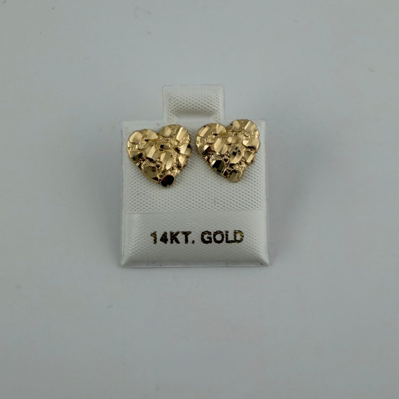 14K Yellow Gold Heart Nugget Earrings (~10mm)