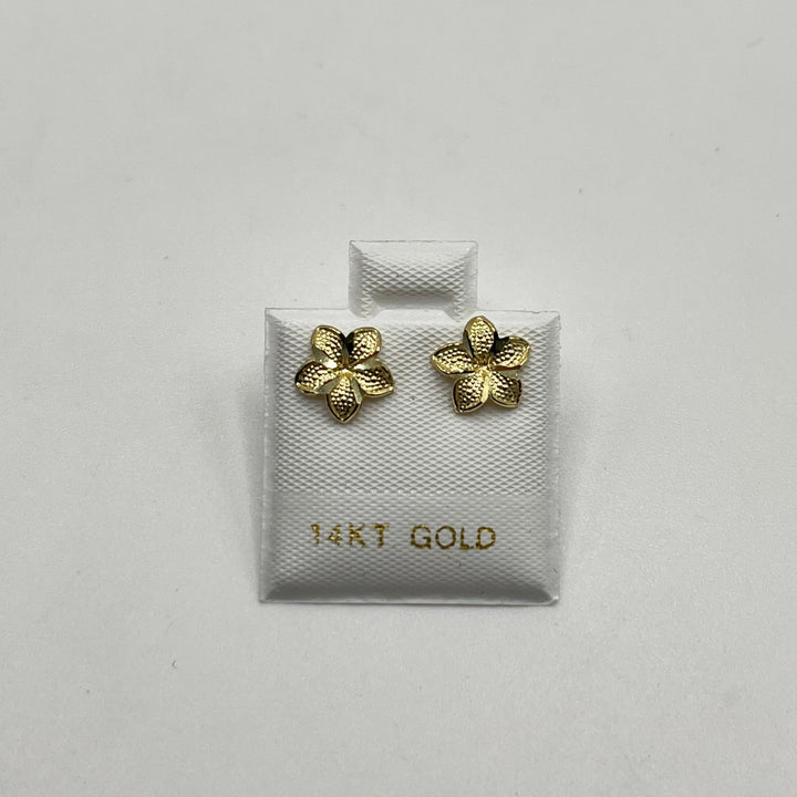 14K Yellow Gold Hibiscus Earrings (Small)