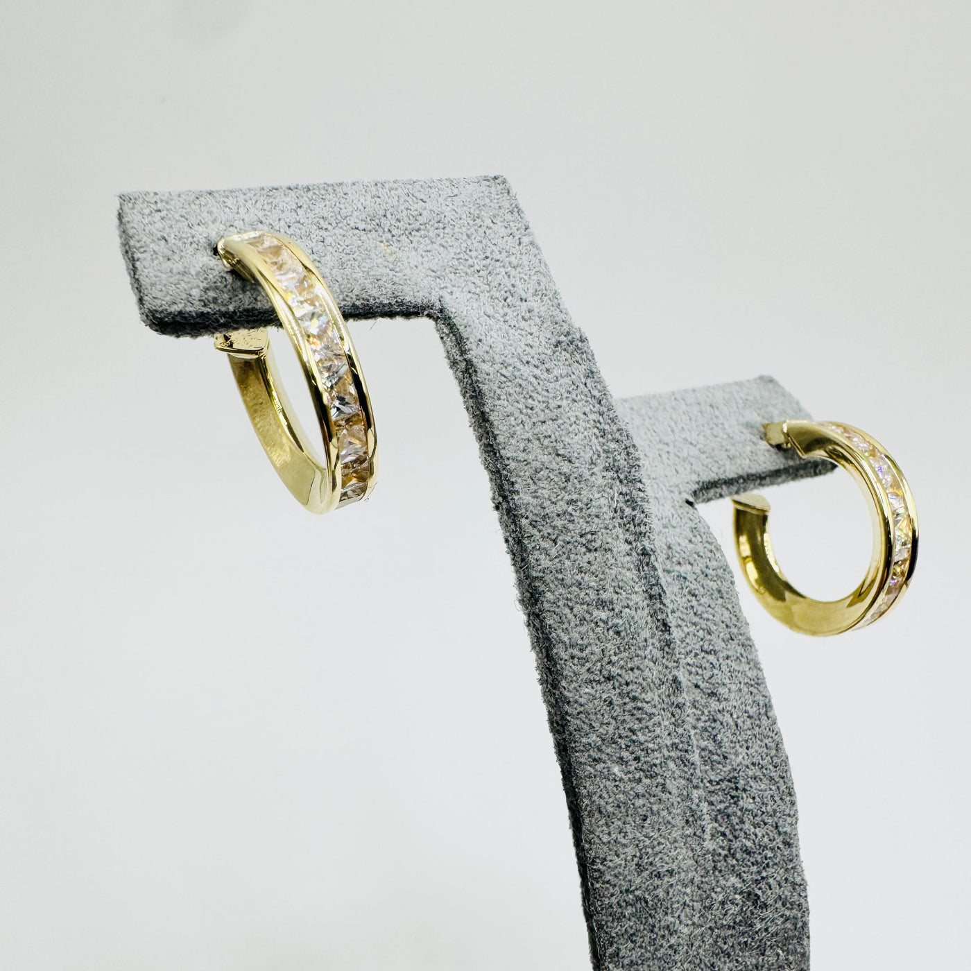 14K Yellow Gold Huggies with CZ (Thicker) Hoop Earrings