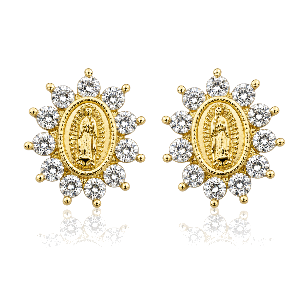 14K Gold Immaculata Virgin Mary Baby Earrings — 14K real gold jewelry from STF Diamonds, Los Angeles