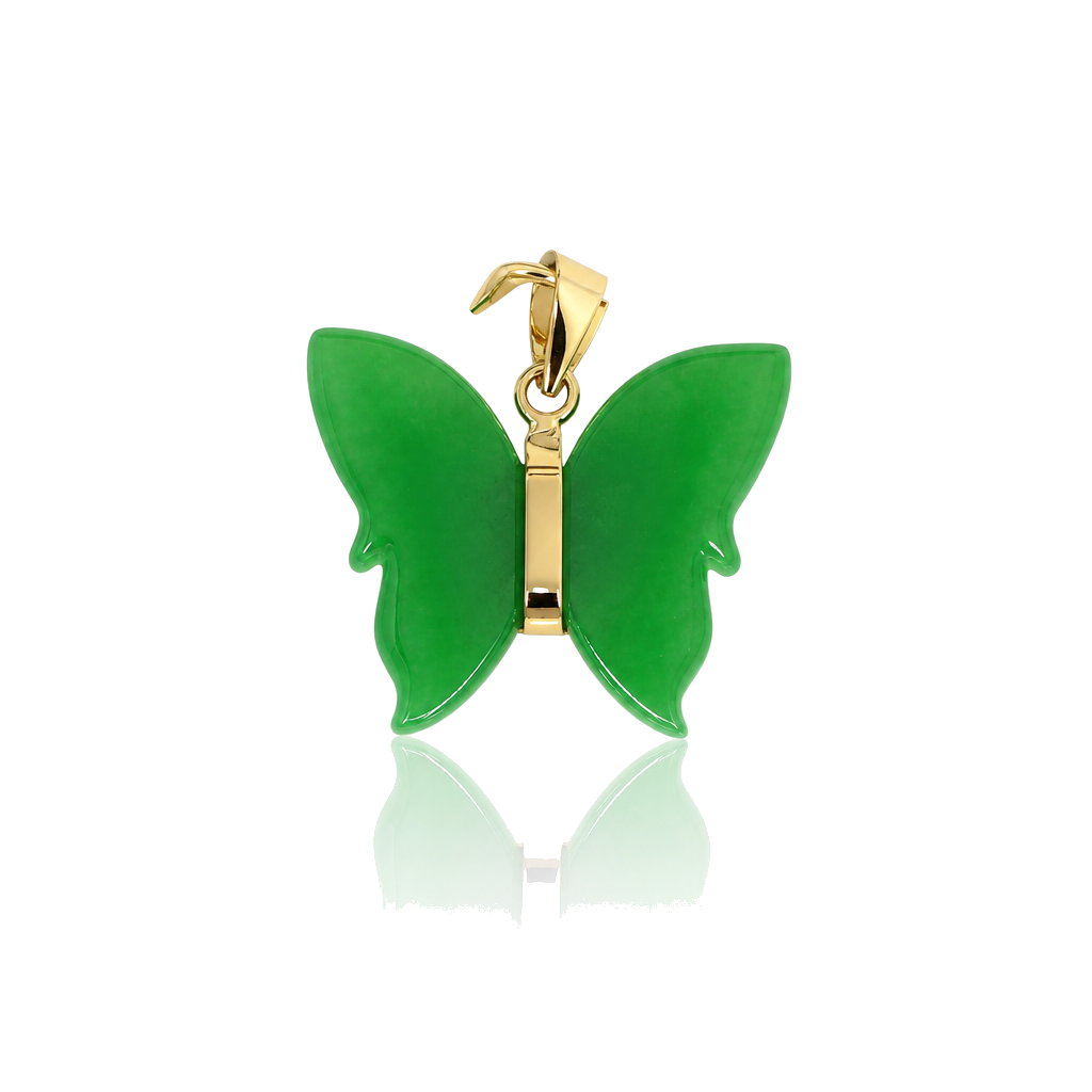 14K Gold Jade Butterfly Charm — 14K real gold jewelry from STF Diamonds, Los Angeles