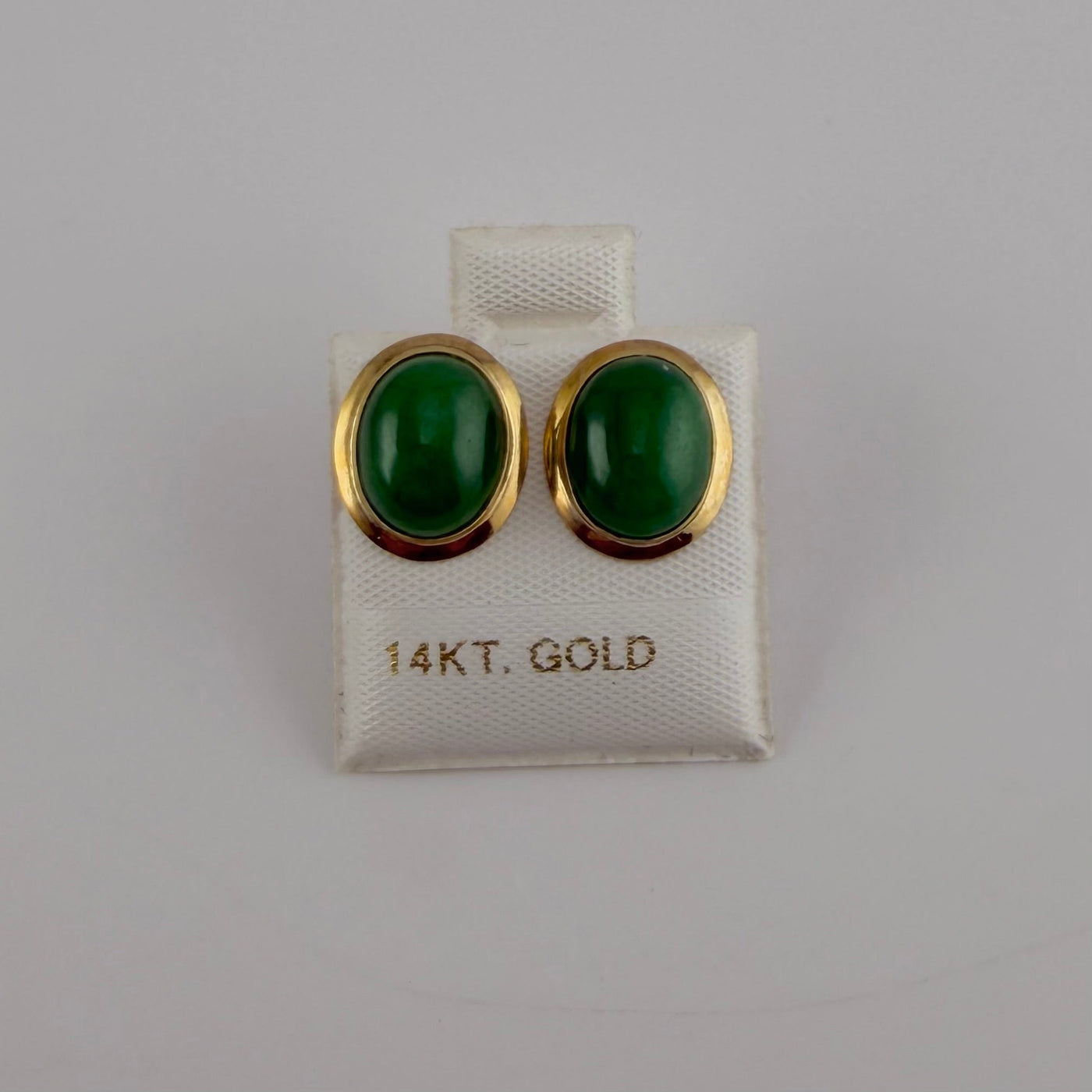14K Solid Yellow Gold Jade Earrings
