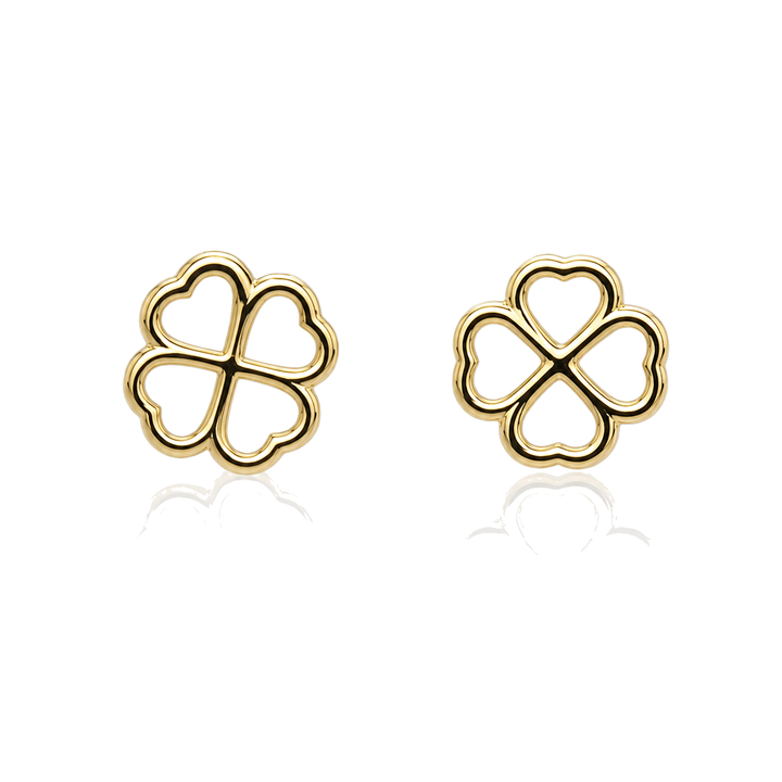 14K Gold Lucky Clover Baby Earrings — 14K real gold jewelry from STF Diamonds, Los Angeles