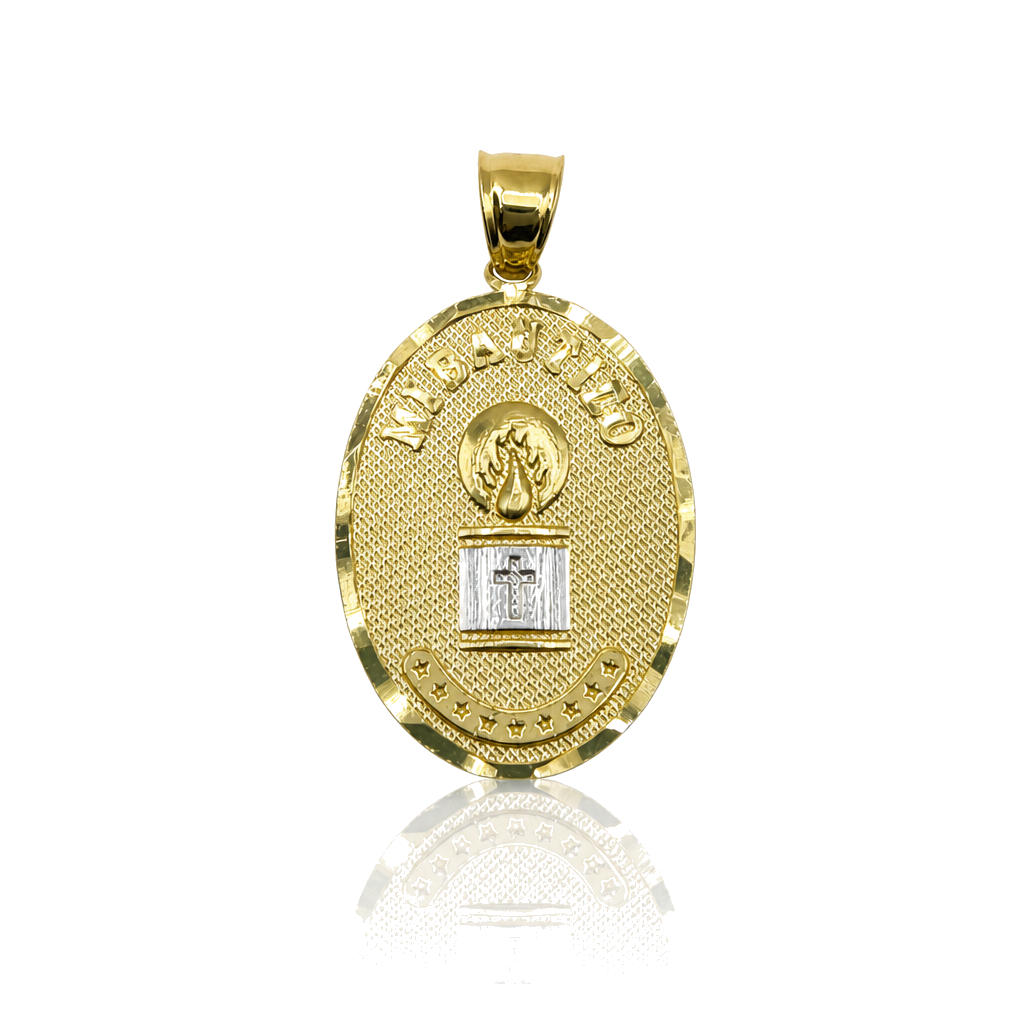 14K Gold Mi Bautizo Two Tone Charm — 14K real gold jewelry from STF Diamonds, Los Angeles