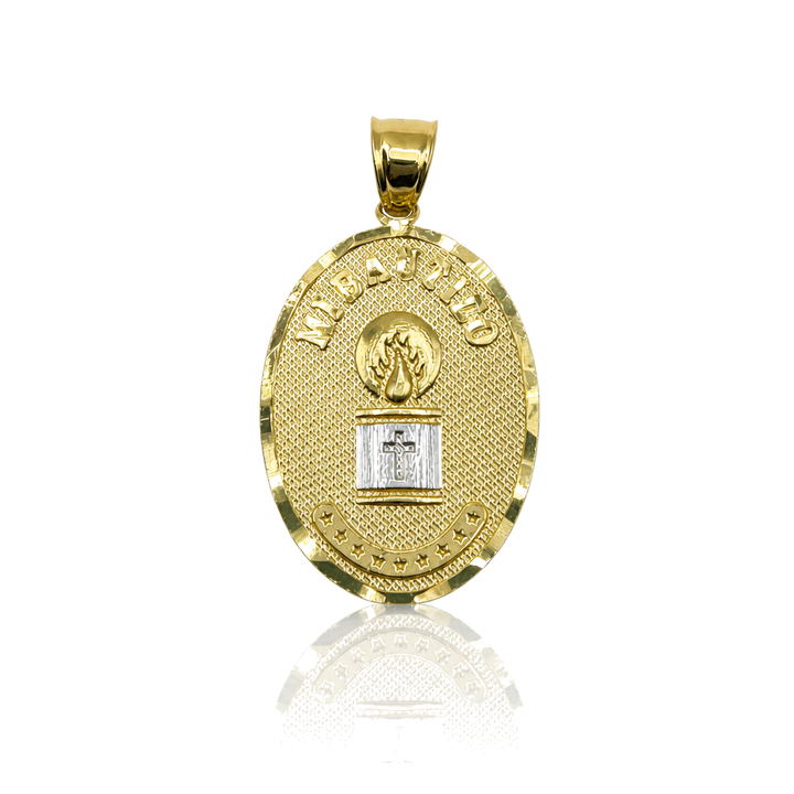 14K Gold Mi Bautizo Two Tone Charm — 14K real gold jewelry from STF Diamonds, Los Angeles