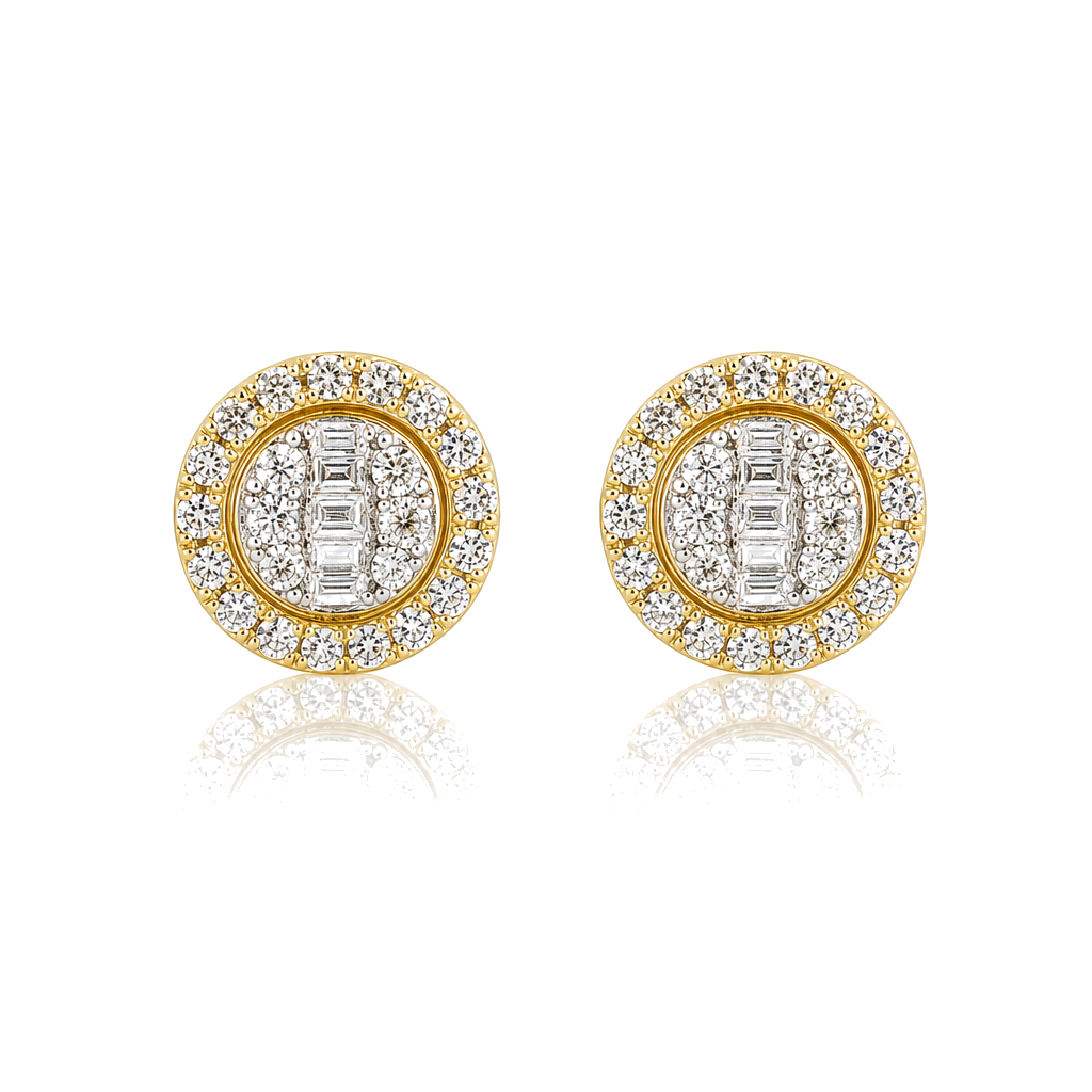 14K Gold Natural Diamond Bezel Baguette Earrings (Screwbacks) — 14K real gold jewelry from STF Diamonds, Los Angeles