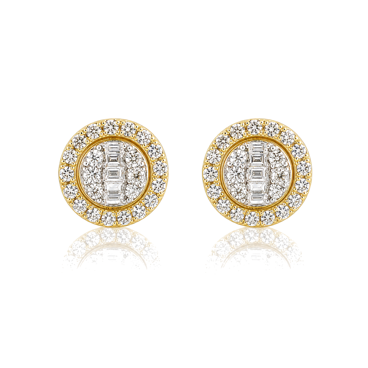14K Gold Natural Diamond Bezel Baguette Earrings (Screwbacks) — 14K real gold jewelry from STF Diamonds, Los Angeles