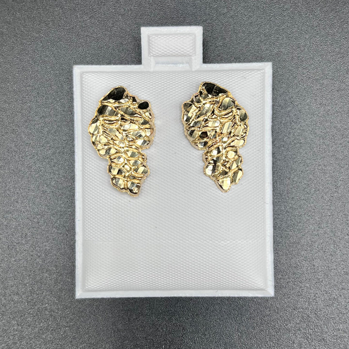 14K Yellow Gold Nugget Shaped Earrings