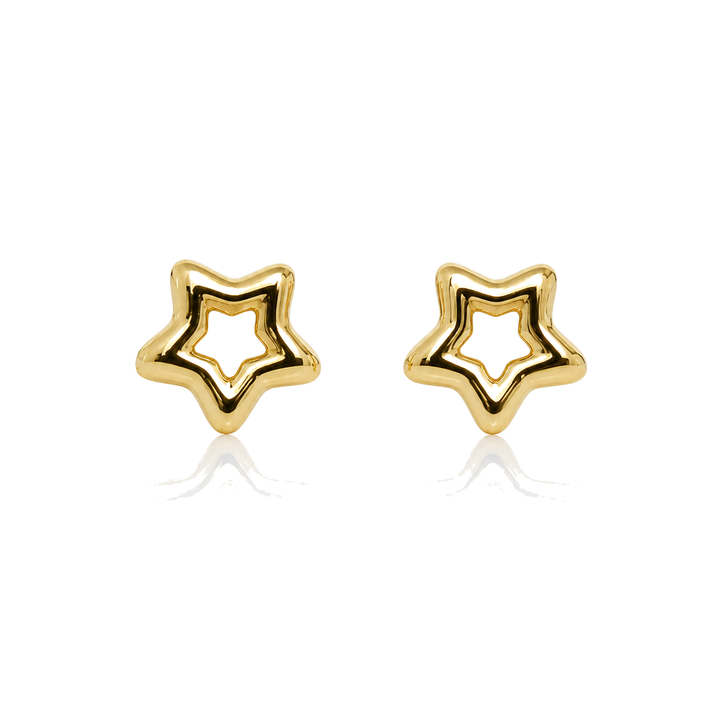 14K Gold Open Star Baby Earrings — 14K real gold jewelry from STF Diamonds, Los Angeles