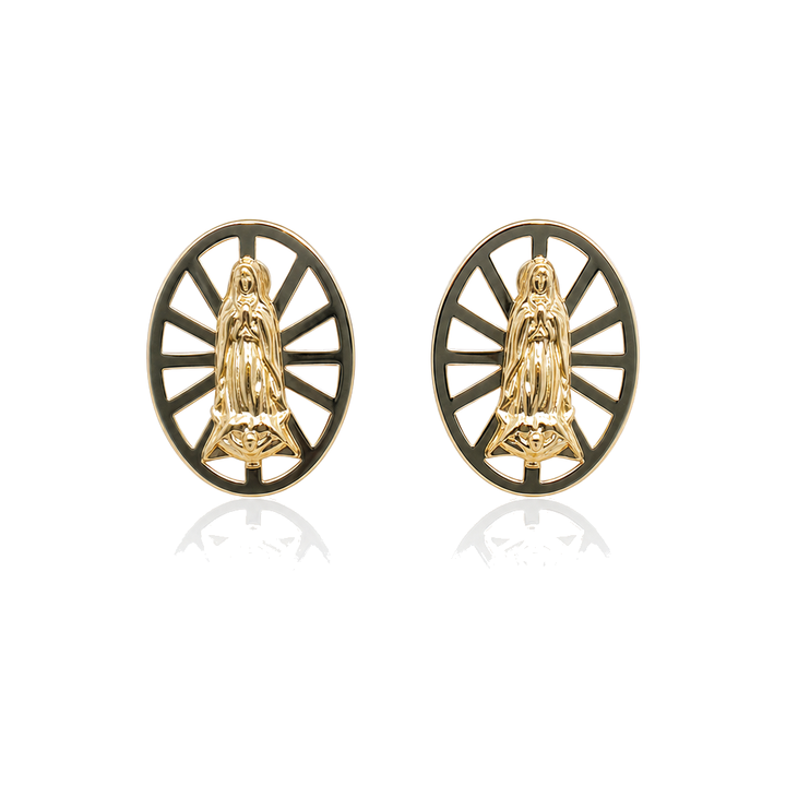 14K Gold Oval Virgin Mary Baby Earrings — 14K real gold jewelry from STF Diamonds, Los Angeles
