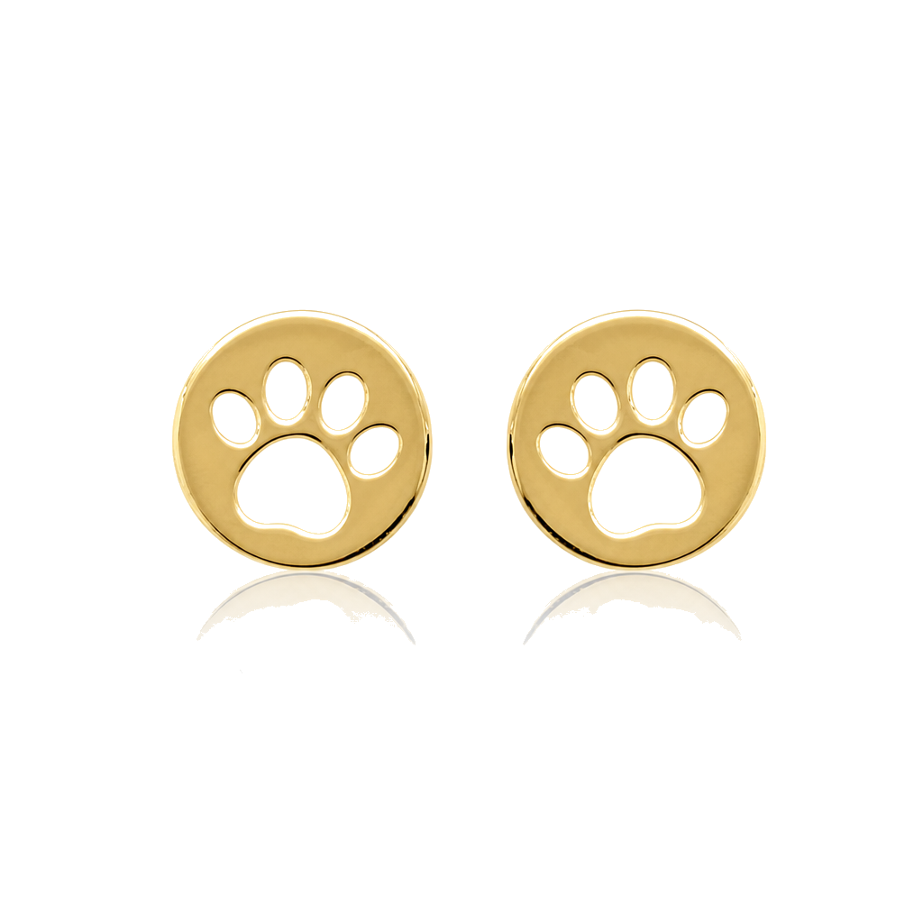14K Gold Paw Print Screwback Earrings — 14K real gold jewelry from STF Diamonds, Los Angeles