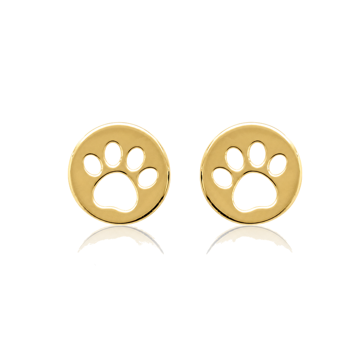 14K Gold Paw Print Screwback Earrings — 14K real gold jewelry from STF Diamonds, Los Angeles