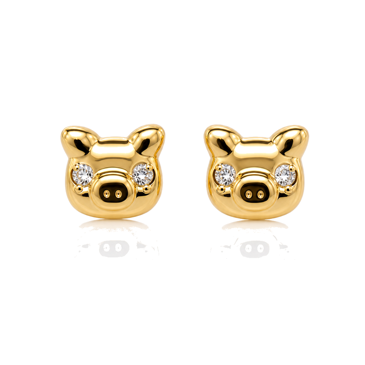14K Gold Piggie Baby Earrings — 14K real gold jewelry from STF Diamonds, Los Angeles