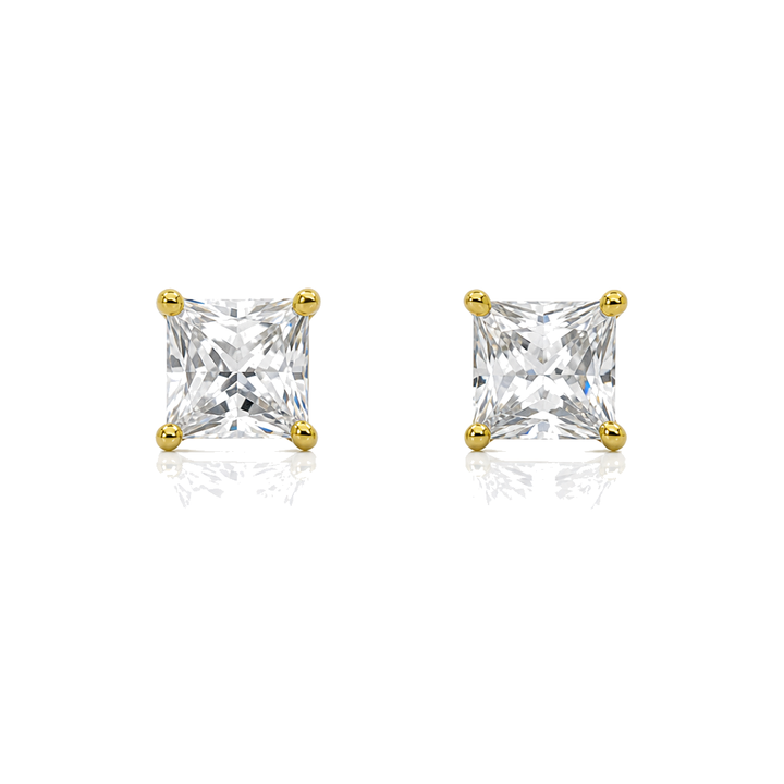 14K Gold Princess Cut Studs (5mm) — 14K real gold jewelry from STF Diamonds, Los Angeles