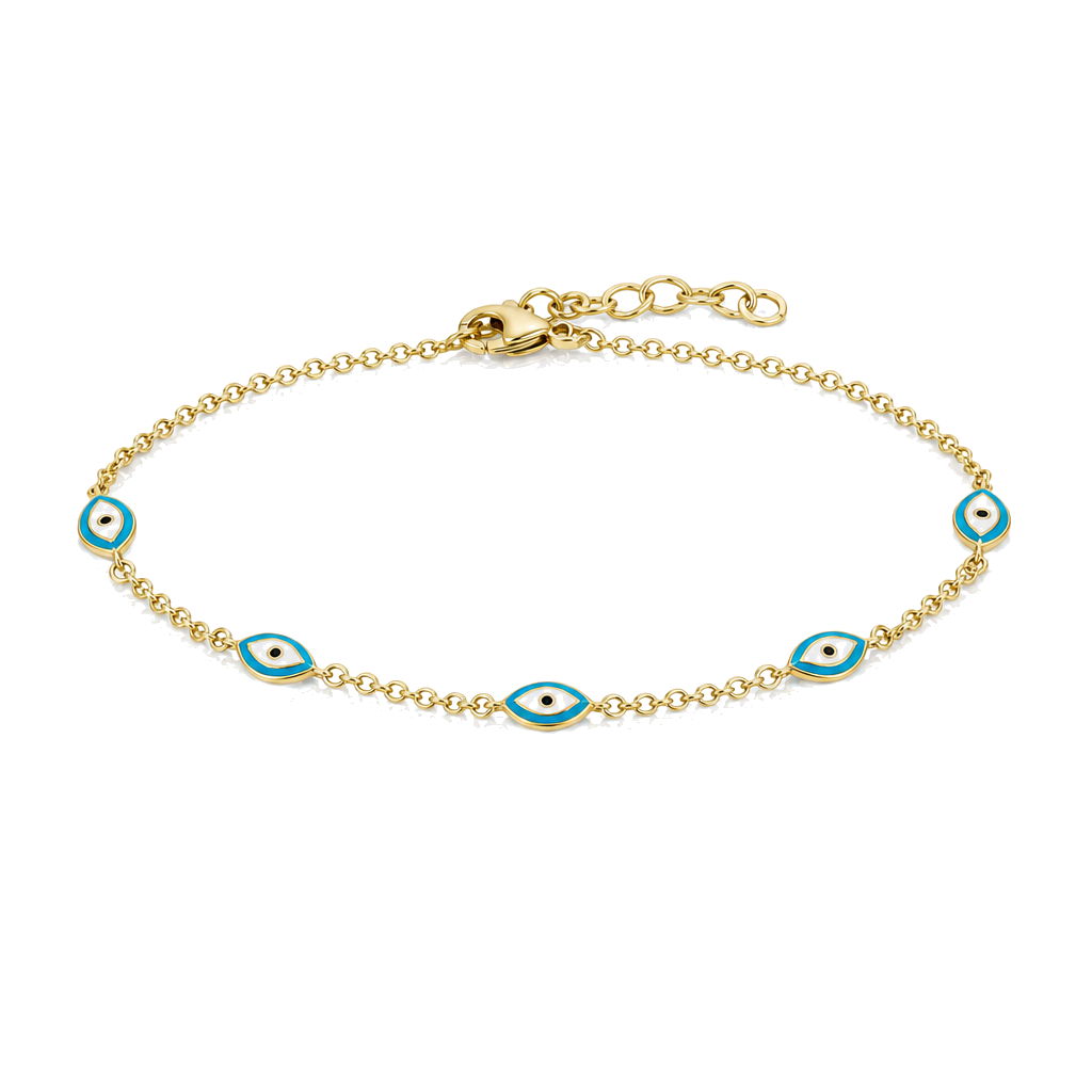 14K Gold Radiant Evil Eye Bracelet — 14K solid gold jewelry from STF Diamonds, Los Angeles