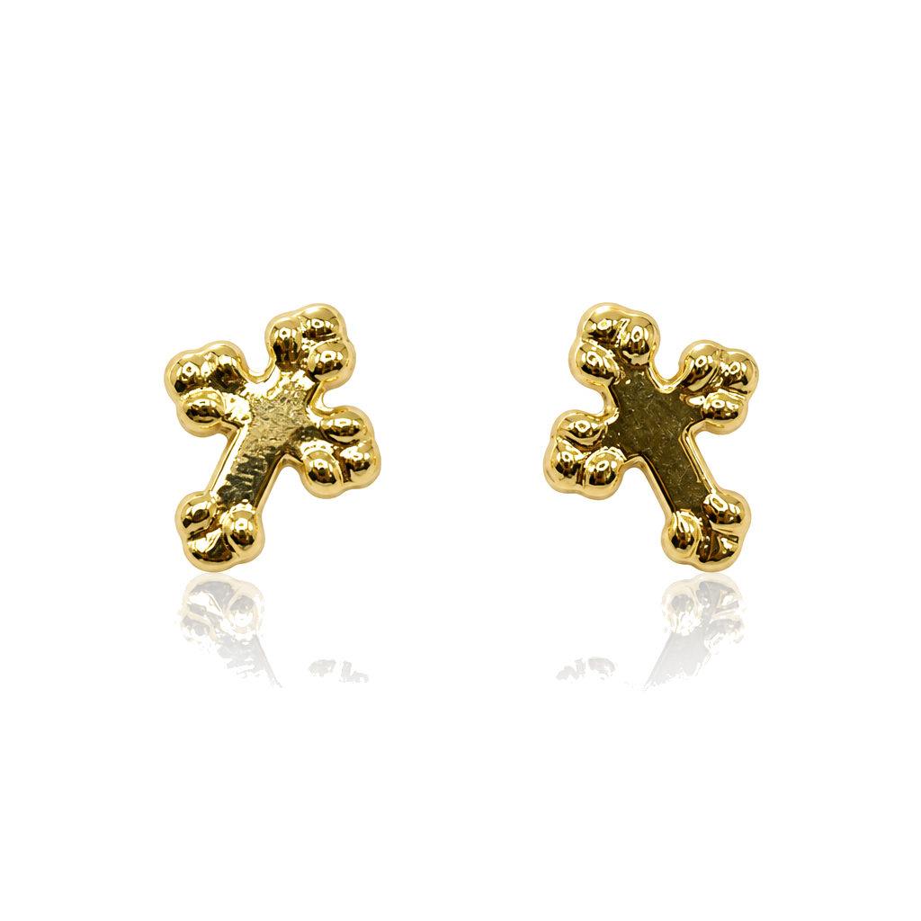 14K Gold Roman Cross Baby Earrings — 14K real gold jewelry from STF Diamonds, Los Angeles