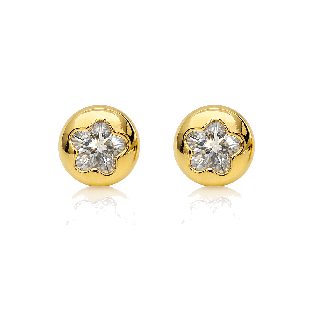 14K Gold Round Caved Star Baby Earrings — 14K real gold jewelry from STF Diamonds, Los Angeles