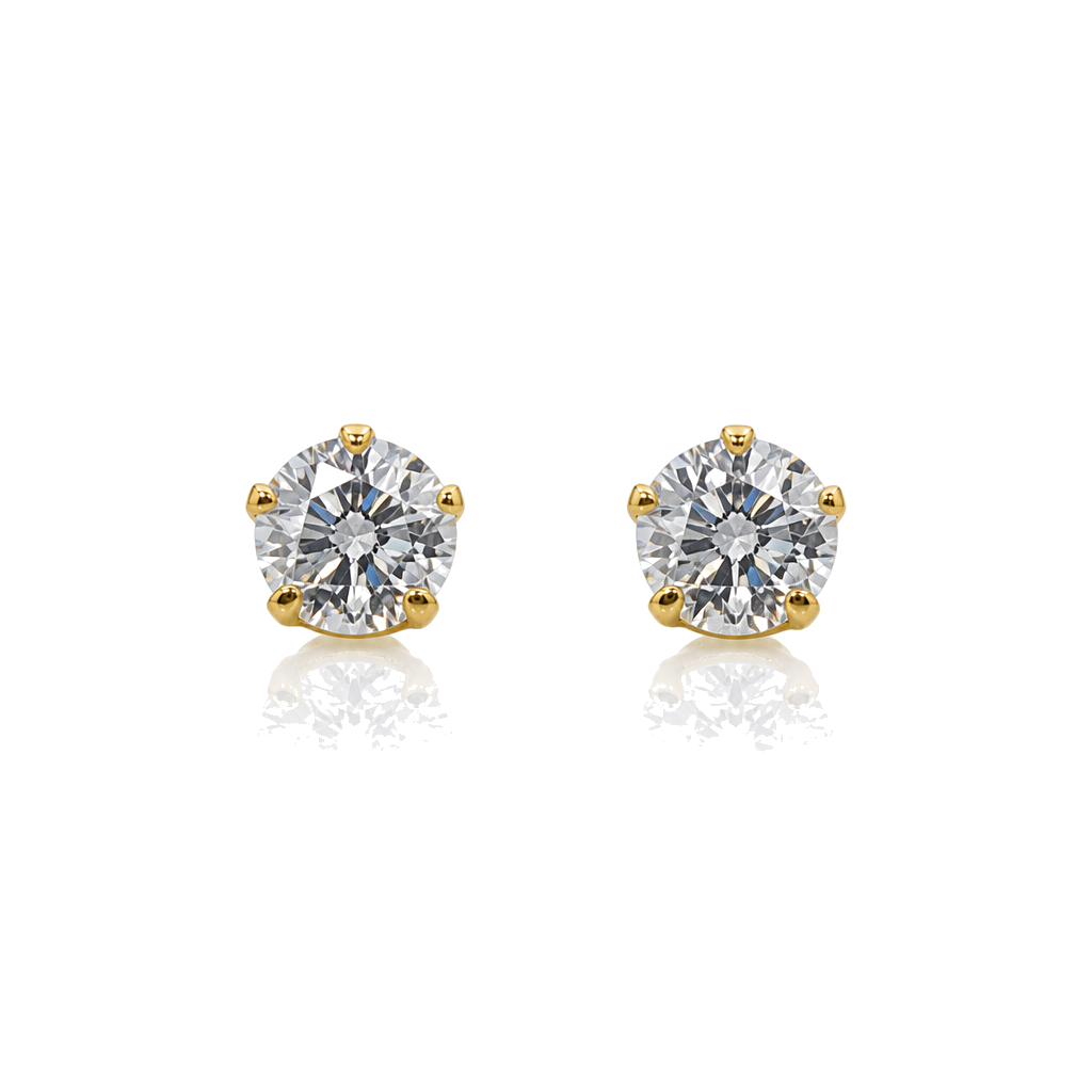 14K Gold Round Cut Studs (6mm) — 14K real gold jewelry from STF Diamonds, Los Angeles