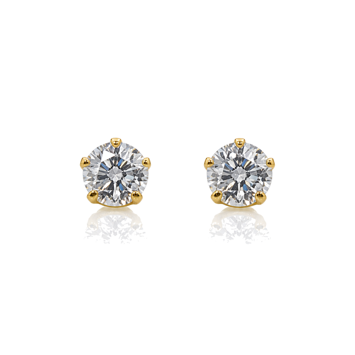 14K Gold Round Cut Studs (6mm) — 14K real gold jewelry from STF Diamonds, Los Angeles