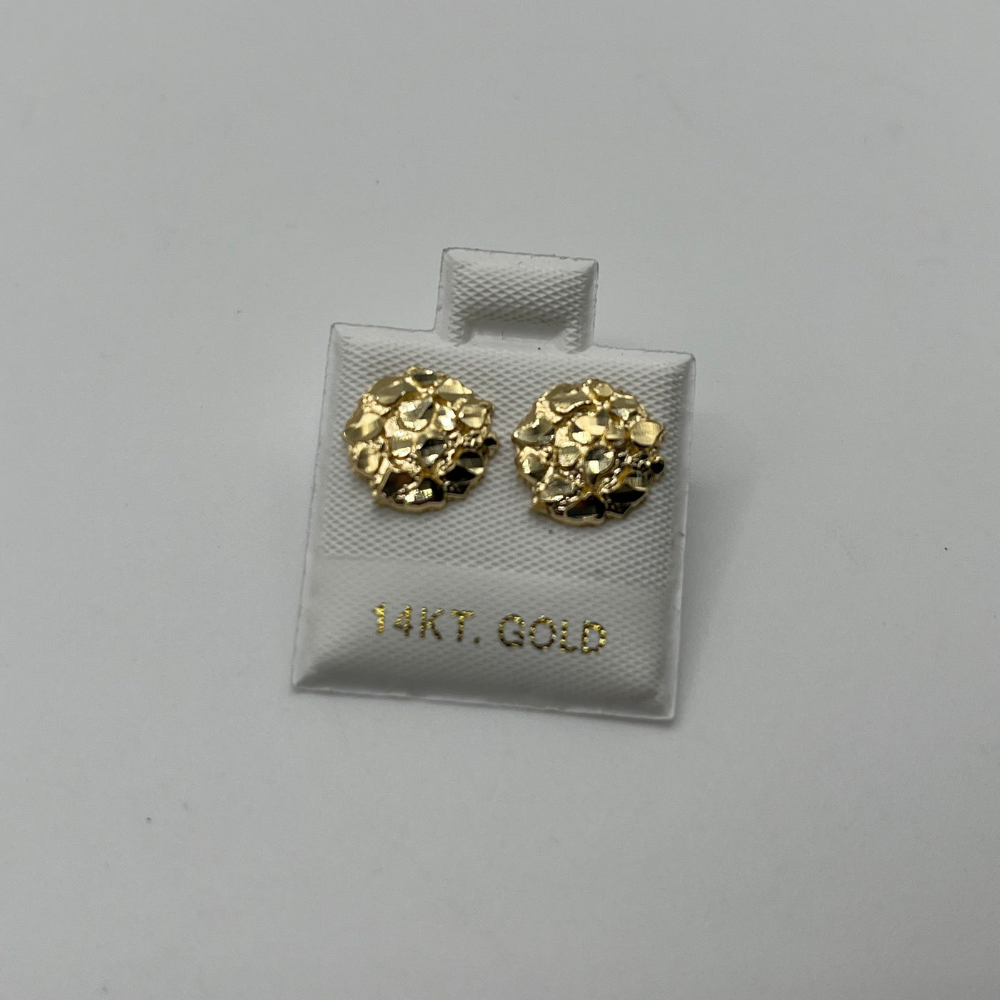 14K Yellow Gold Round Nugget Earrings (Small)