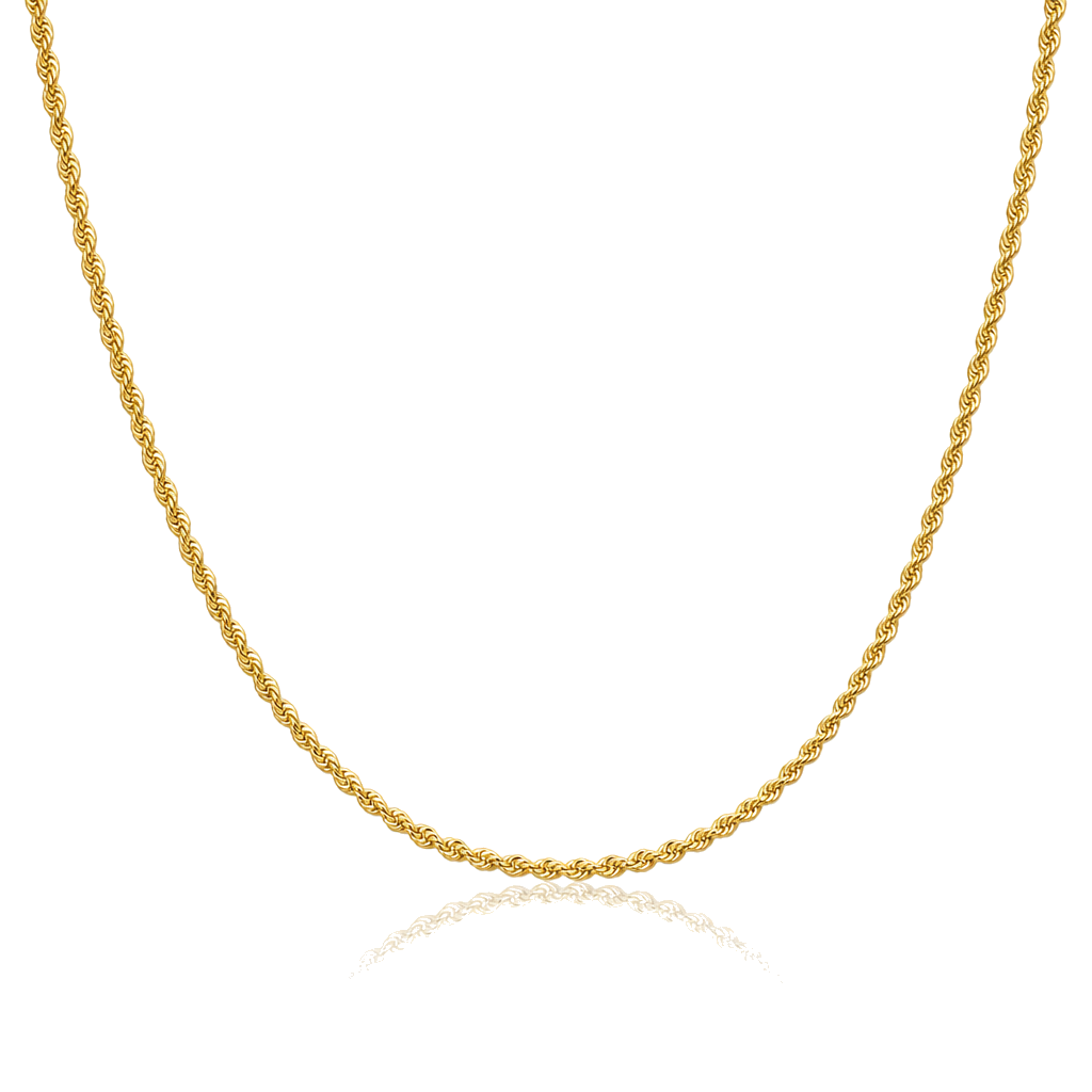 14K Gold Solid 2mm Diamond-Cut Rope Chain — 14K solid gold jewelry from STF Diamonds, Los Angeles