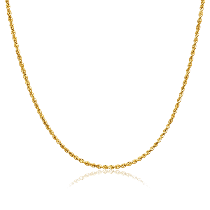 14K Gold Solid 2mm Diamond-Cut Rope Chain — 14K solid gold jewelry from STF Diamonds, Los Angeles
