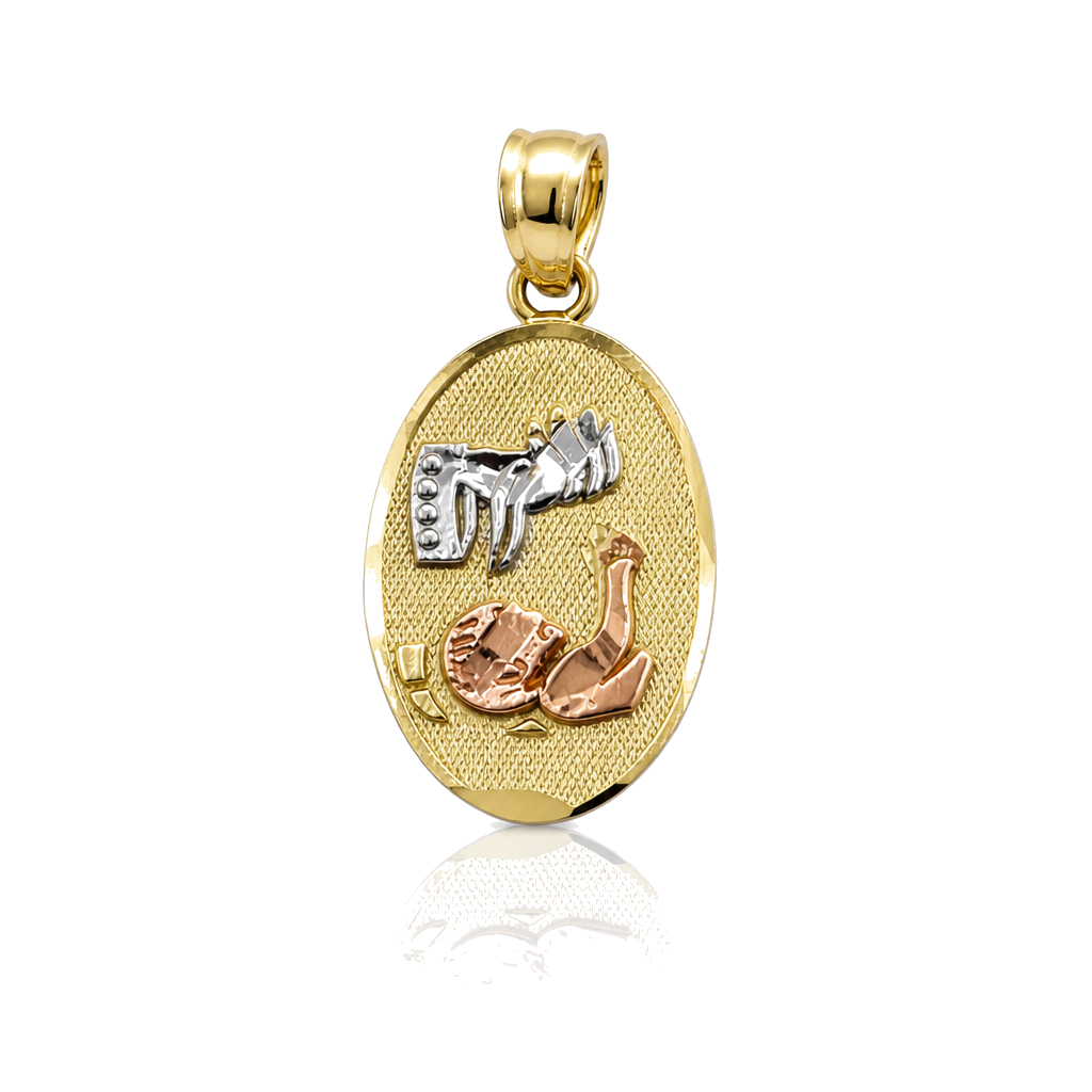 14K Gold Tri- Color Diamond-Cut My Baptism Charm — 14K real gold jewelry from STF Diamonds, Los Angeles