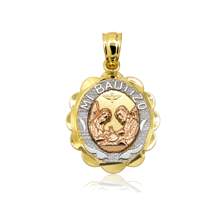 14K Gold Tri- Color My Baptism Charm — 14K real gold jewelry from STF Diamonds, Los Angeles