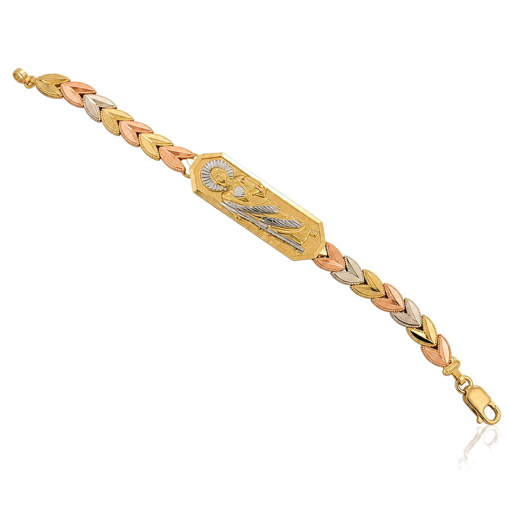 14K Gold Tri-Color San Judas Bracelet — 14K real gold jewelry from STF Diamonds, Los Angeles