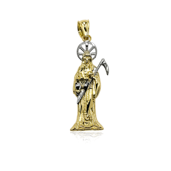 14K Gold Two Tone Santa Muerte Charm (Small) — 14K real gold jewelry from STF Diamonds, Los Angeles