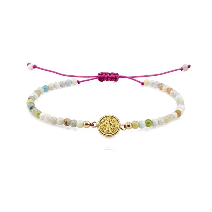 14K Pastel Saint Jude Beaded Bracelet — 14K real gold jewelry from STF Diamonds, Los Angeles