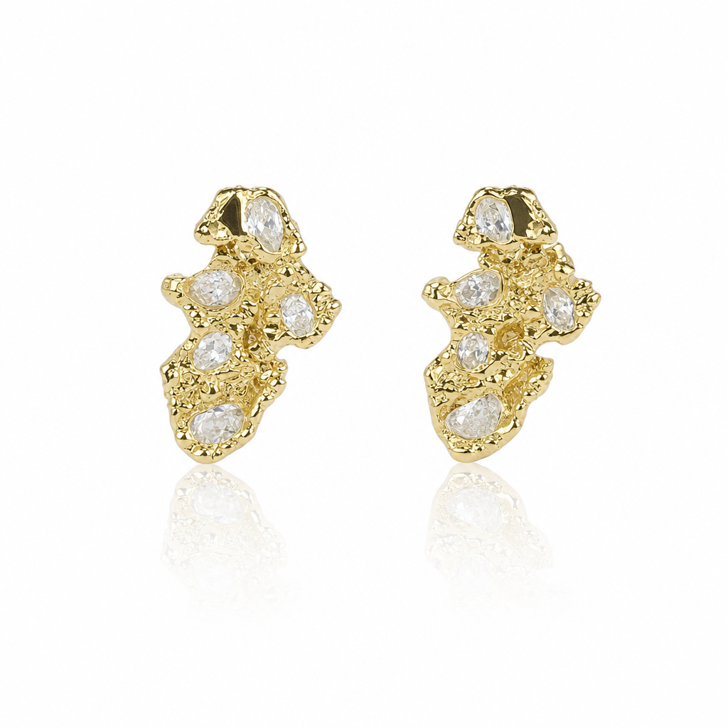 14K Small Nugget Shaped Earrings — 14K real gold jewelry from STF Diamonds, Los Angeles