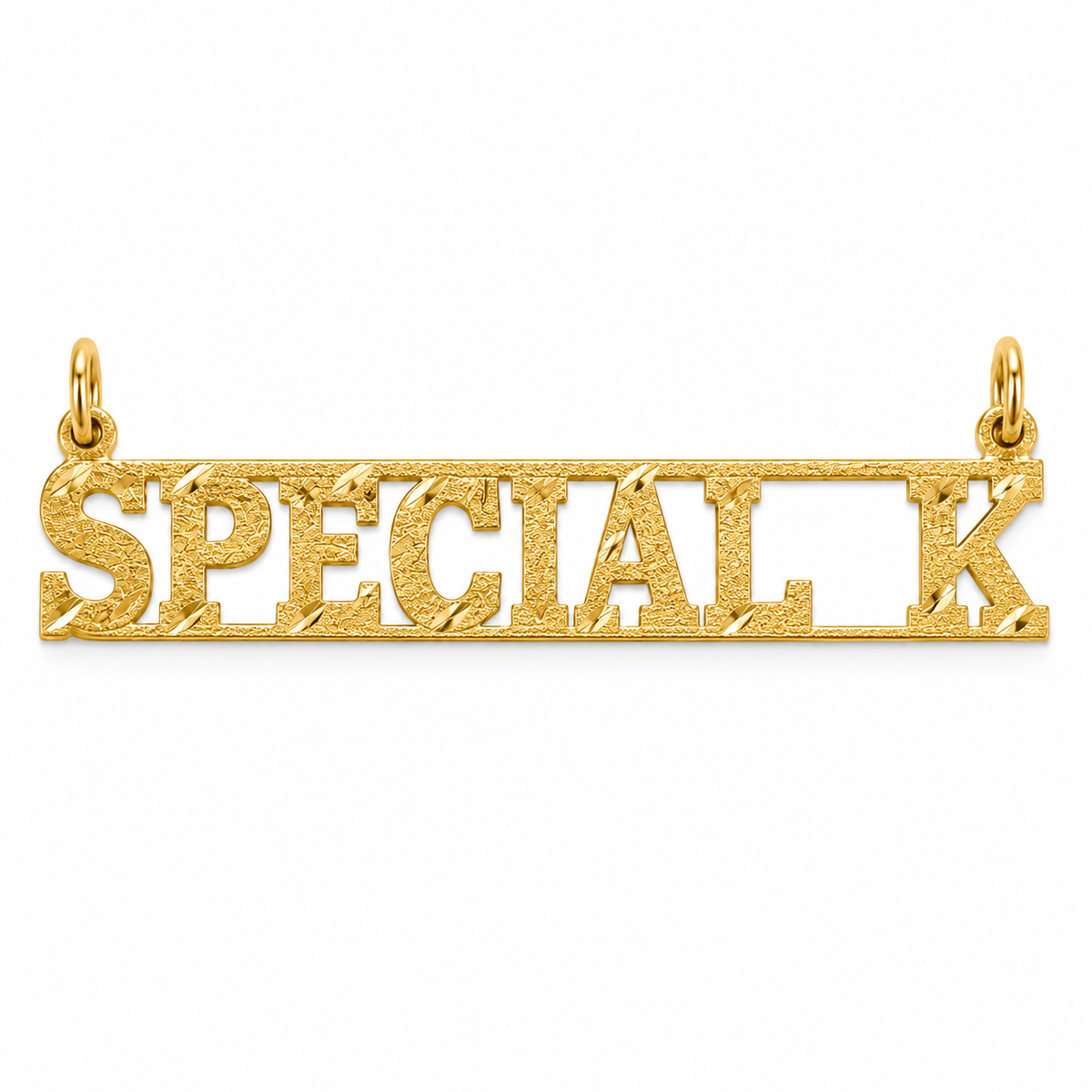 14K Solid Yellow Gold SPECIAL K Single Nameplate (Diamond-Cut)