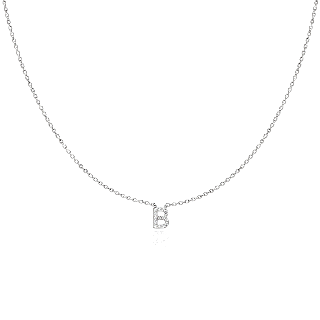 14K White Gold Diamond Classic Initial Chain — 14K real gold jewelry from STF Diamonds, Los Angeles