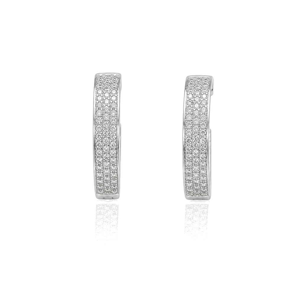 14K White Gold Diamond Hoop Earrings — 14K real gold jewelry from STF Diamonds, Los Angeles