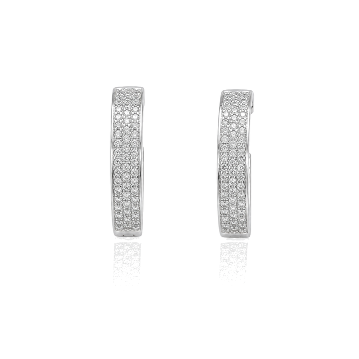 14K White Gold Diamond Hoop Earrings — 14K real gold jewelry from STF Diamonds, Los Angeles