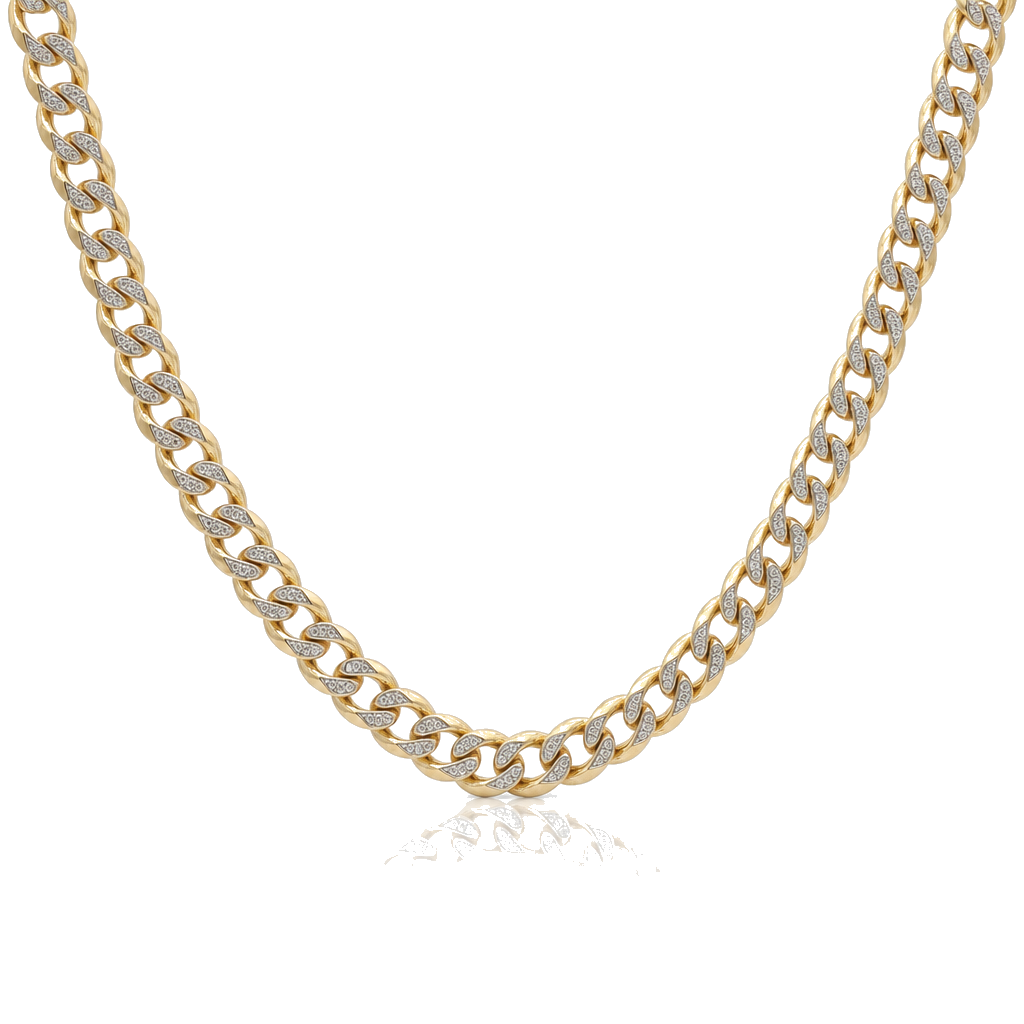 14K Solid Two-Tone Gold 4mm Fat Cuban Chain (Diamond-Cut) 16-26"