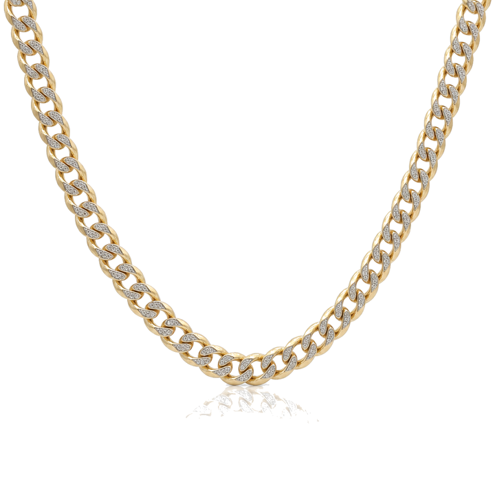 14K Solid Two-Tone Gold 4mm Fat Cuban Chain (Diamond-Cut) 16-26"